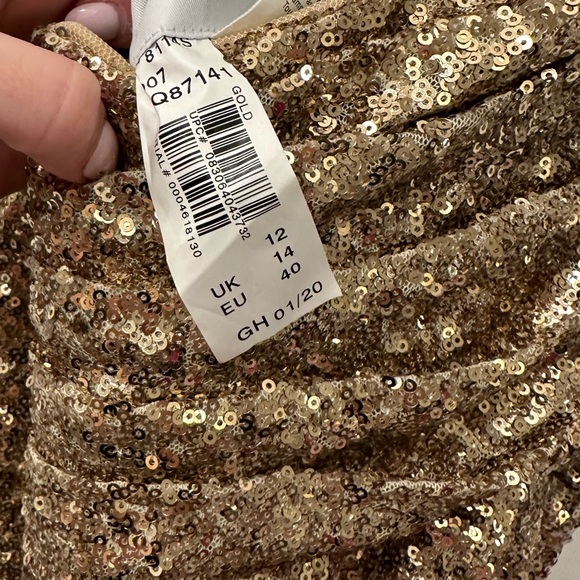 Alfred Angelo gold sequined strapless bridesmaid dress size 12 - Picture 5 of 5